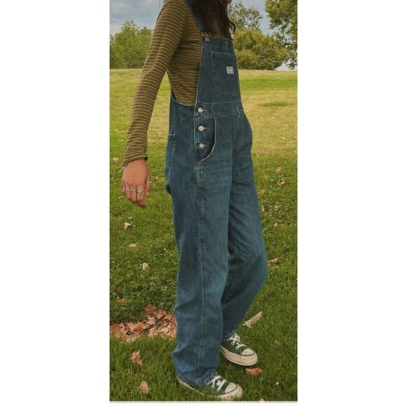 Star co. mid wash bib denim overalls - Picture 5 of 8